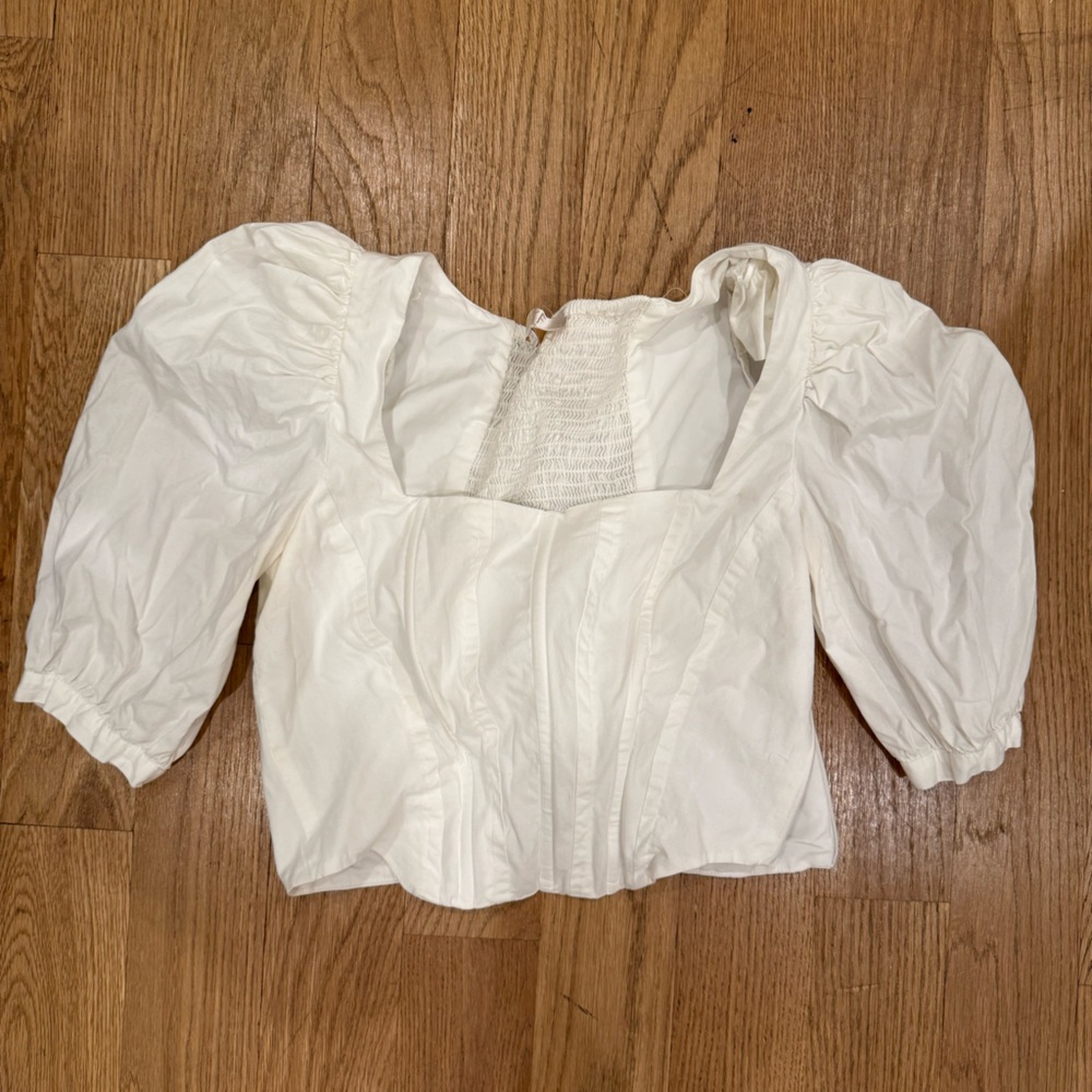 White Puff Sleeve Top with bustier